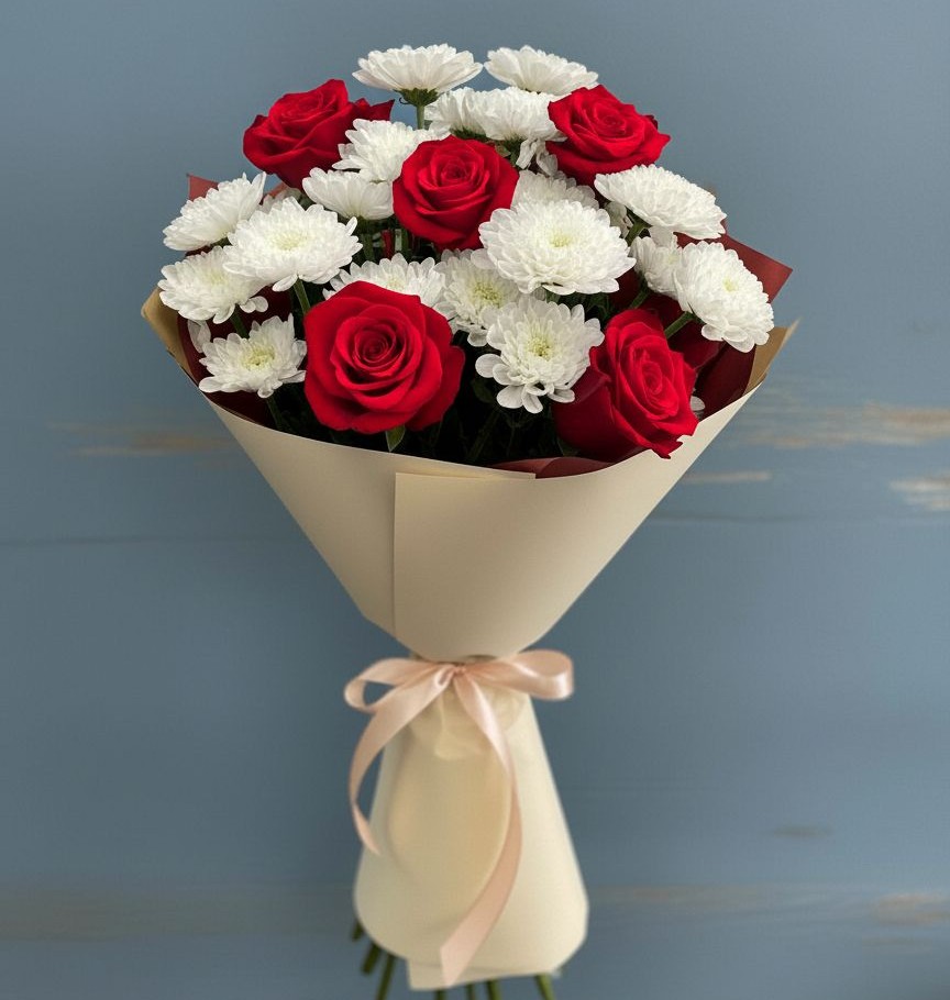 Букет цветов из: Розы и Хризантемы в Мирном