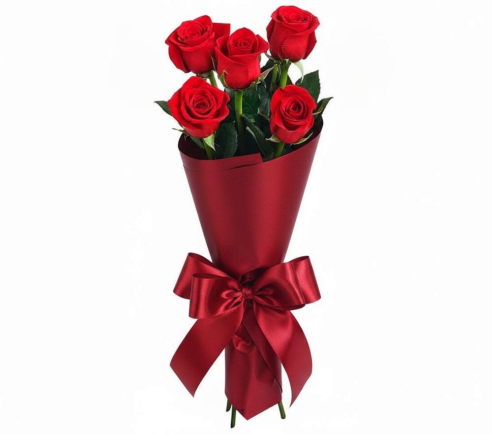 Букет 5 Красных роз Эдлесс Лав в Мирном