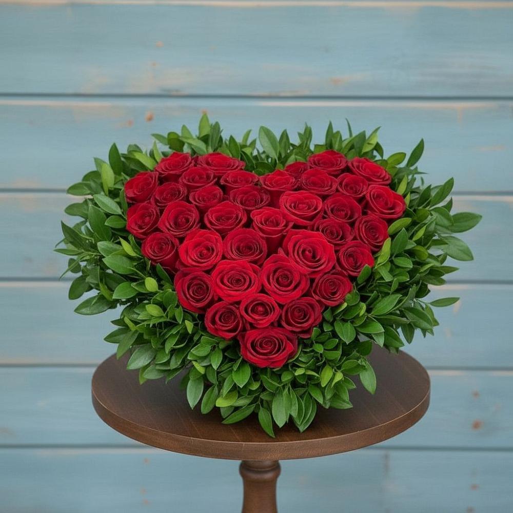 Цветочная композиция из Розы в виде сердца в Мирном