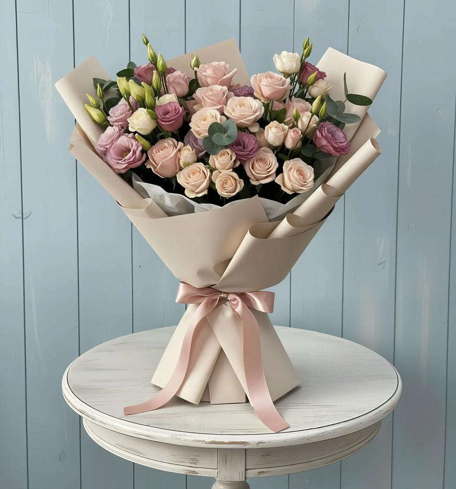 Букет цветов из: Розы и Лизиантусы в Мирном