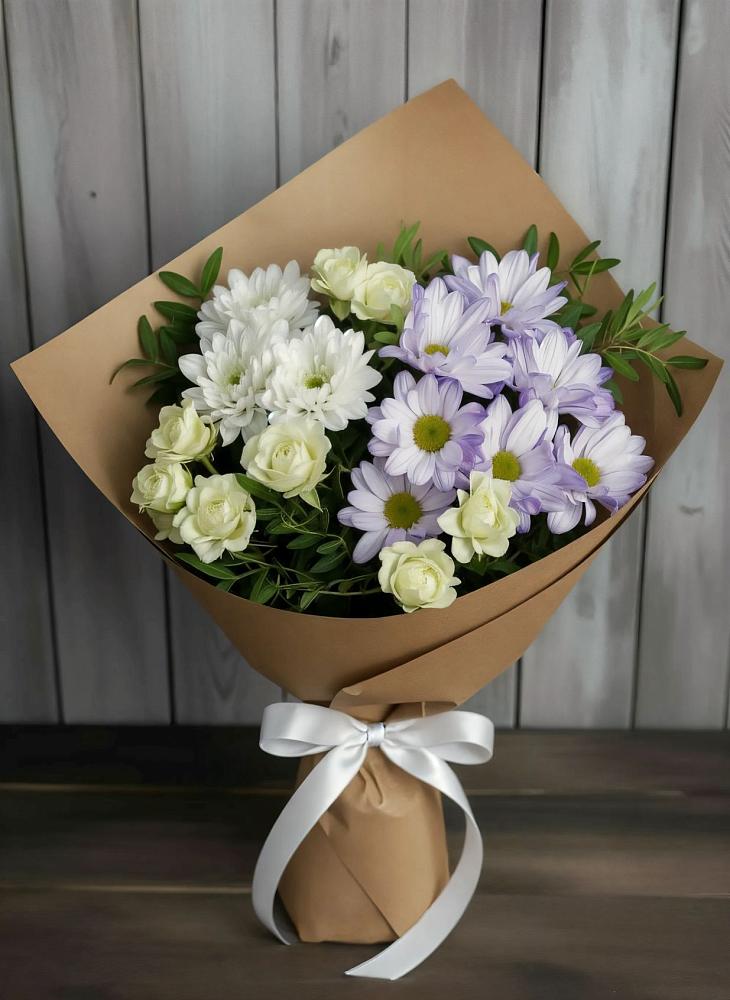 Букет цветов из: Хризантемы и Розы в Мирном